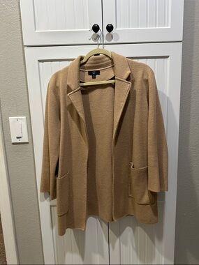 J. Crew Camel Open-Front Knit Blazer